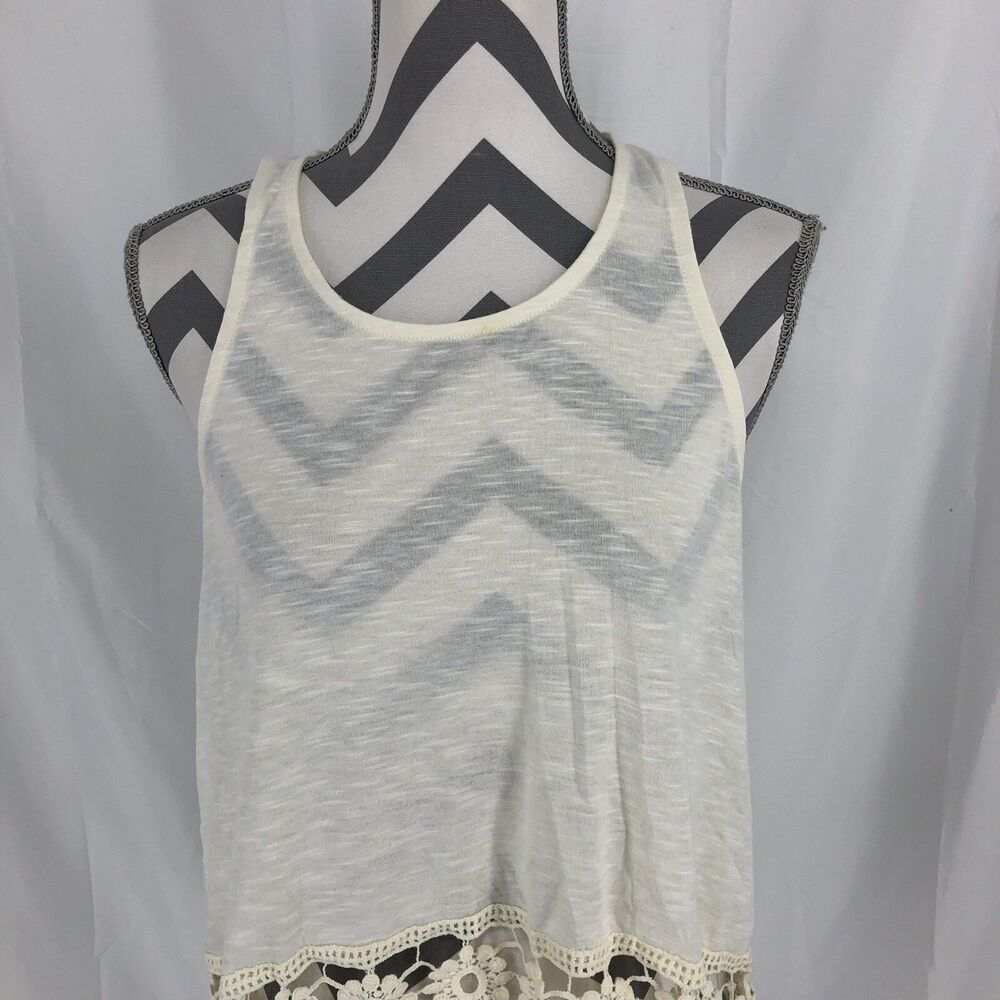 Altar'd State Ivory Sleeveless Dressy Tank Top Floral Crochet Lace Medium